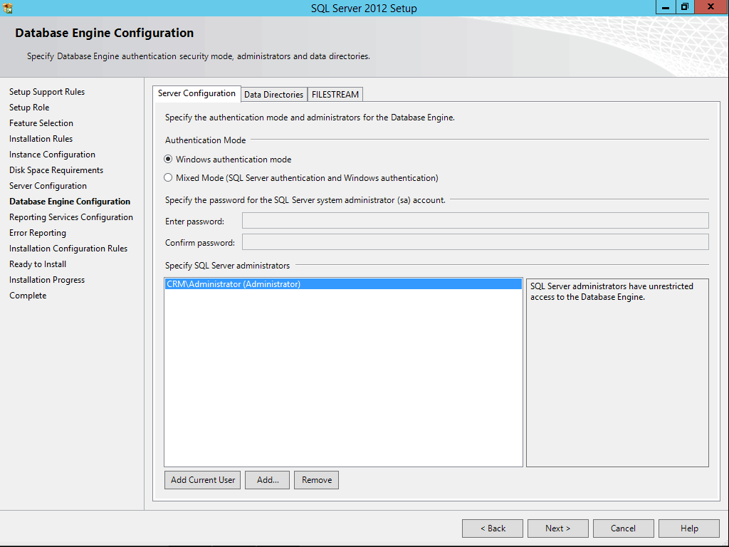 Роли в MS SQL Server. Windows Server 2014. Конфигурация сервера. Inform движок.