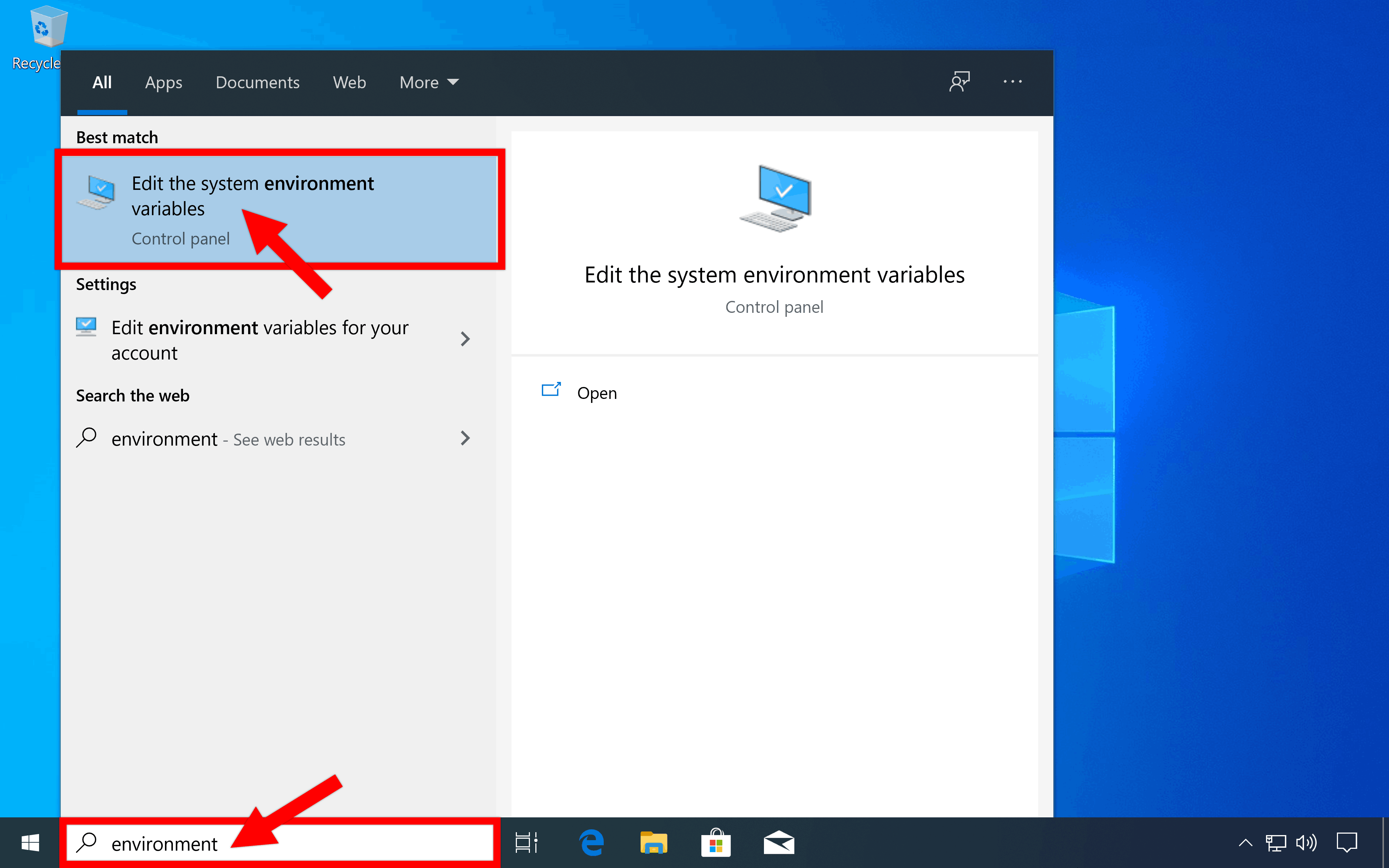 Command To Open Edit Environment Variables